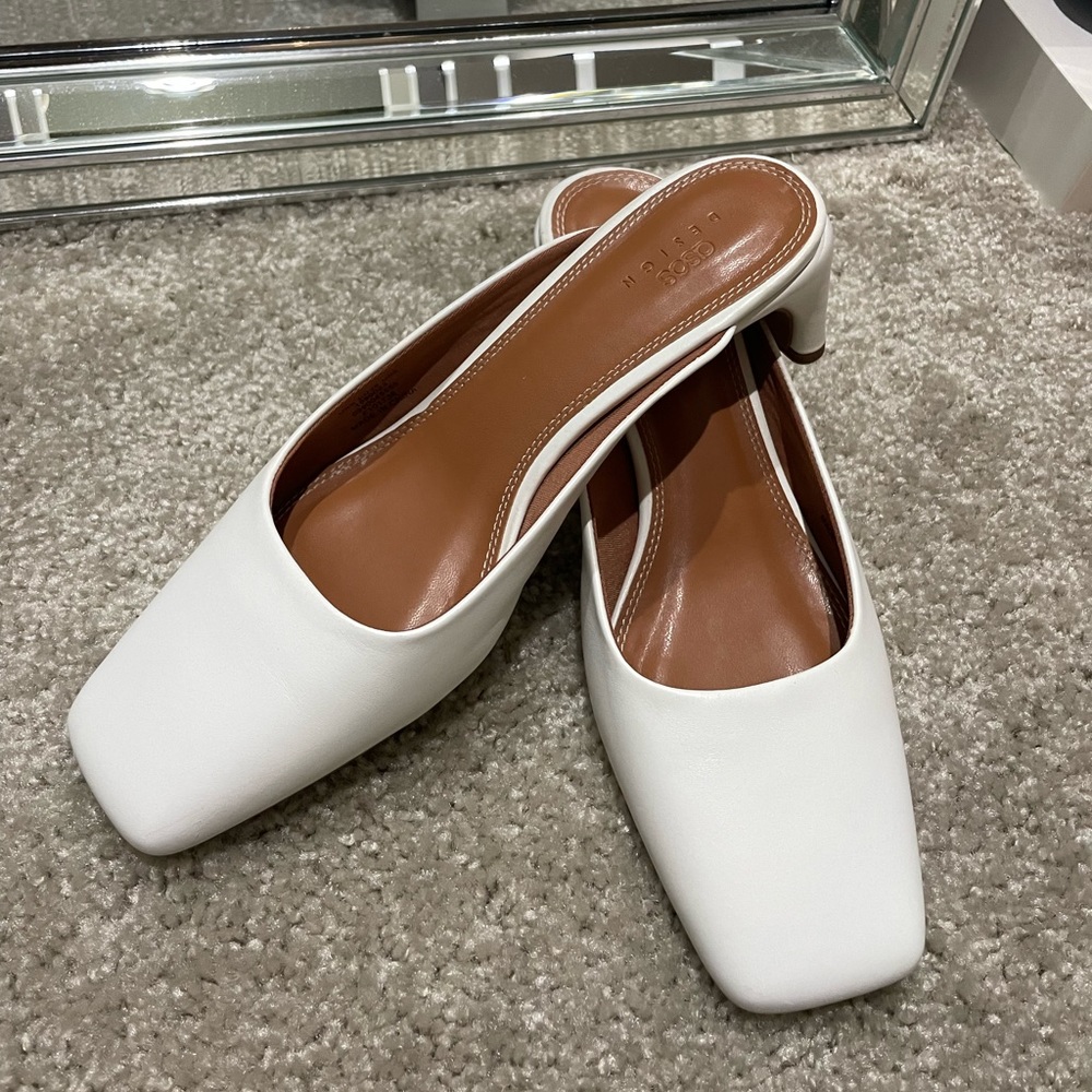 White elegant low heels